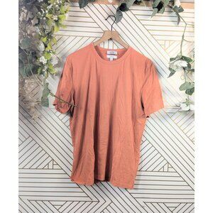 COS Mens Cotton Shirt Short Sleeve COTTON Orange Classic Size Large